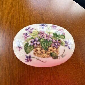 "RARE - Basket w/Flowers -Lenox MUSIC Trinket Box-SIGNED by S. Clee-PRISTINE "